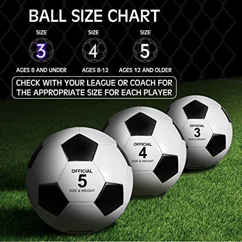 Deekin 6 Pcs Soccer Ball With Pump Official Size 3 Size 4 Size 5 Size Outside Sport Soccer Ball Machine Stitched Ball For Game Training Practice (Black, Size 3) #TOP2