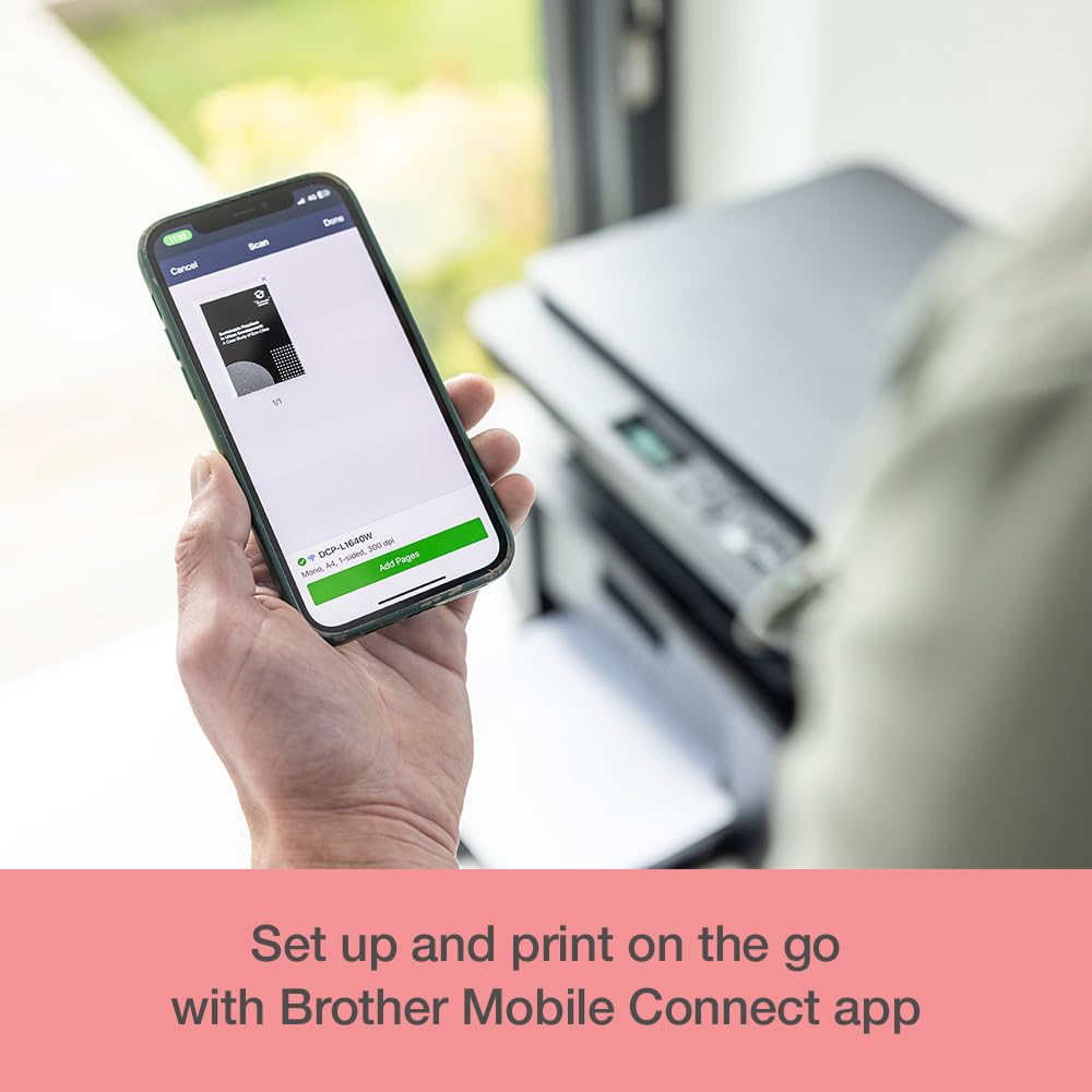 Brother DCPL1640WZU1 stampante multifunzione Laser A4 2400 x 600 DPI 20 ppm Wi-Fi (DCP-L1640W COMPACT 3-IN-1 MONO - LASER PRINTER 20PPM A4 2400X600D) - Versione UK