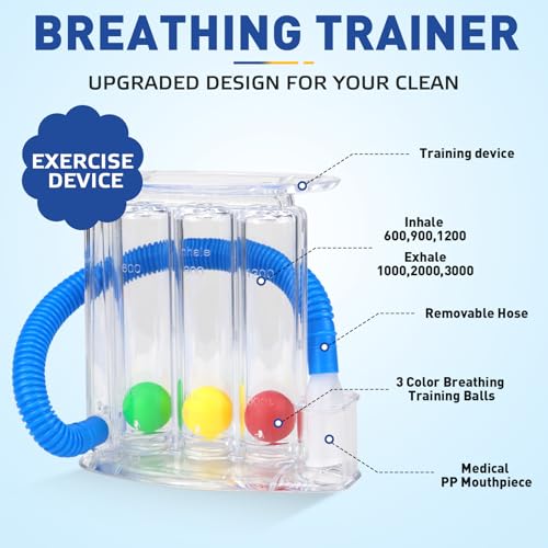 Rierousy Atemtrainer Lungentrainer, Atemtrainer mit 3 Bunten Bällen, Atemtrainer für Sprachtherapie und Lungenfunktion Tiefatemtrainer mit 3-Kammer System (Stil B mit 3 Kugeln)