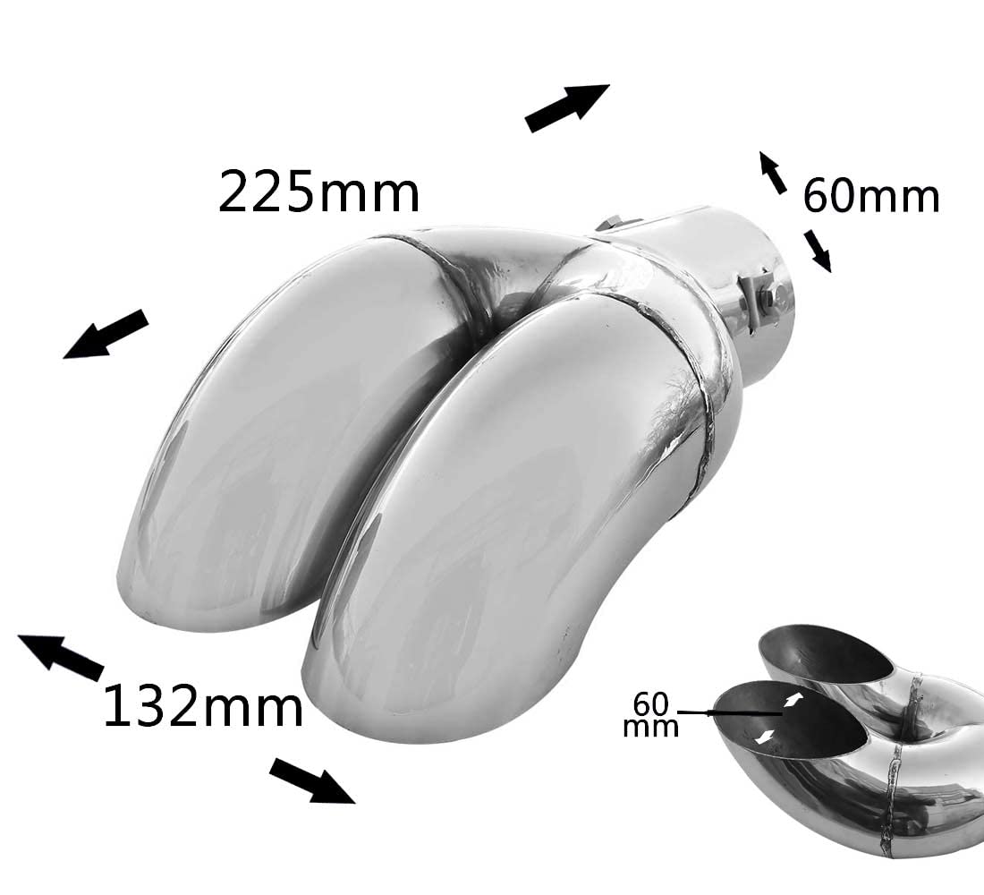 Terminale Di Scappamento Universale In Acciaio Inox - Cromato, Fino A 57mm, Per Auto - Foto 2