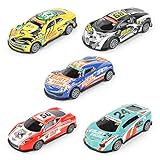 5 Pack Die-cast Cars Toys,Scale Diecast Cars,1:64 Scale Carbon Alloy Pull Back Toy Car.Mini Play...