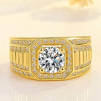 アクセサリー GDC Diamond Memory Ring (Zirconia / Gold Amazon.com: Men's Simulated Diamond Band Micropave Mens