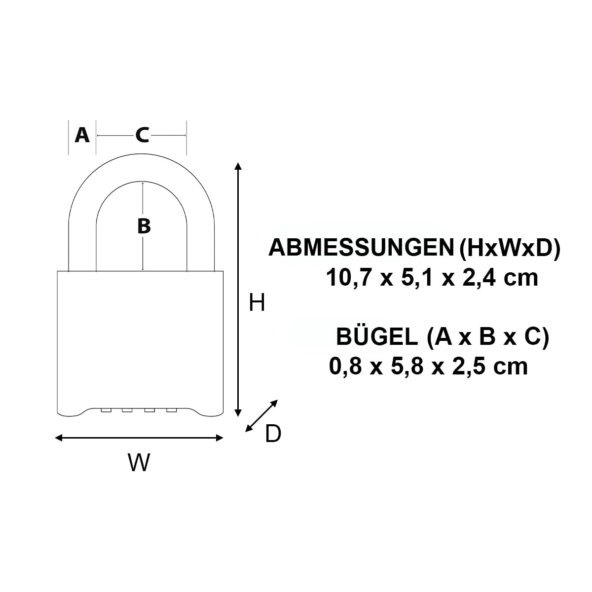 MASTER LOCK 175EURDLH Kombinationsvorhängeschloss 51mm Vollmessing Bügel 57mm