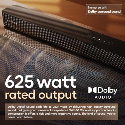 Boult Newly Launched X625 5.1ch Dolby Digital 625W Bluetooth Soundbar with Down-Firing Subwoofer Surround Sound Home Theatre, Dedicated DSP, USB/HDMI/AUX & Optical Fiber Connectivity Speaker for TV 7 51c00X7cDgL