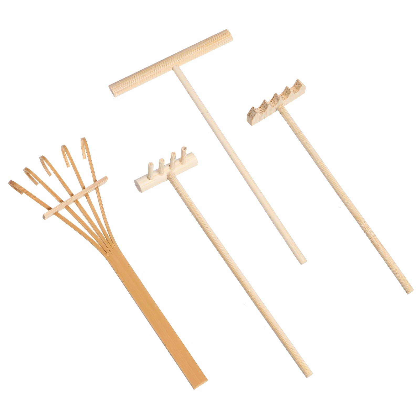 cobee Set di 4 attrezzi da giardino Mini Zen, mini rastrello, rastrello zen, per casa, ufficio, tavolo, casa delle bambole