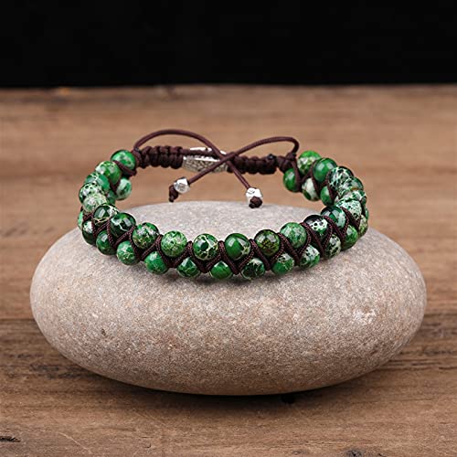 Bracelet perles jaspe empereur naturel 6mm | Bijou Mala sédiments marins femme