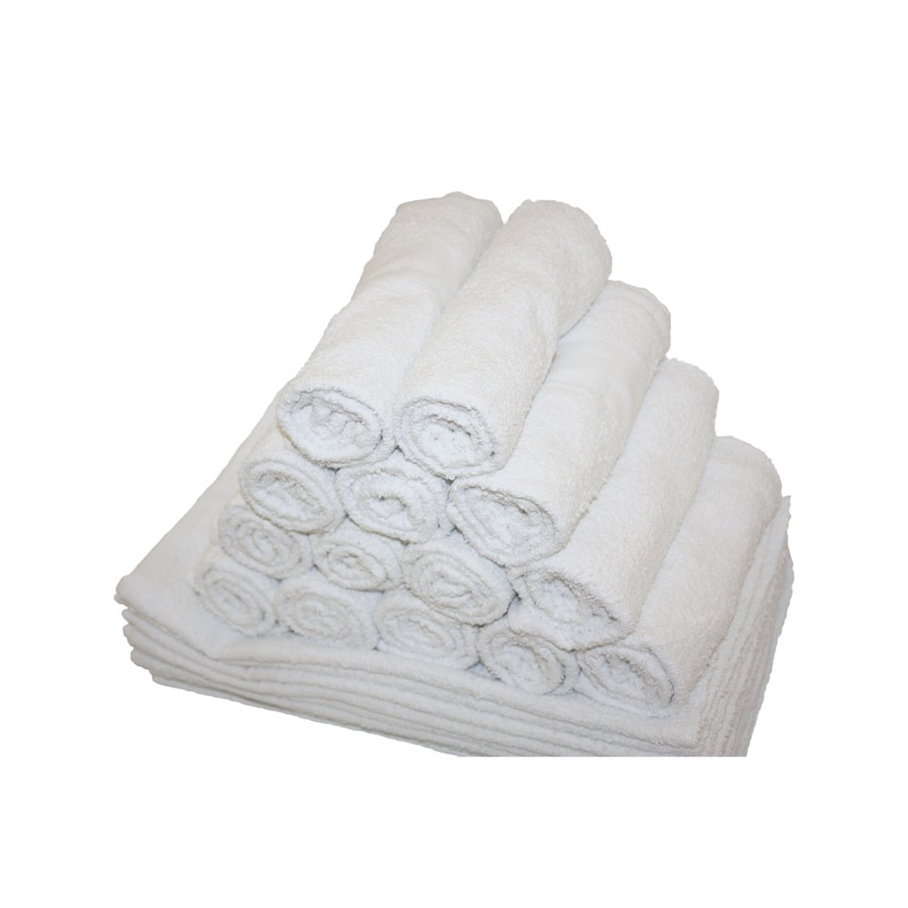 Economy White Washcloths for Bathroom-Motel-Kitchen-Spa-Gym-Salon - All Natural Cotton, Highly Absorbent Motel Grade Face Towels, 12x12 Inches - Eco-Friendly, Bulk-Pack Set of 24