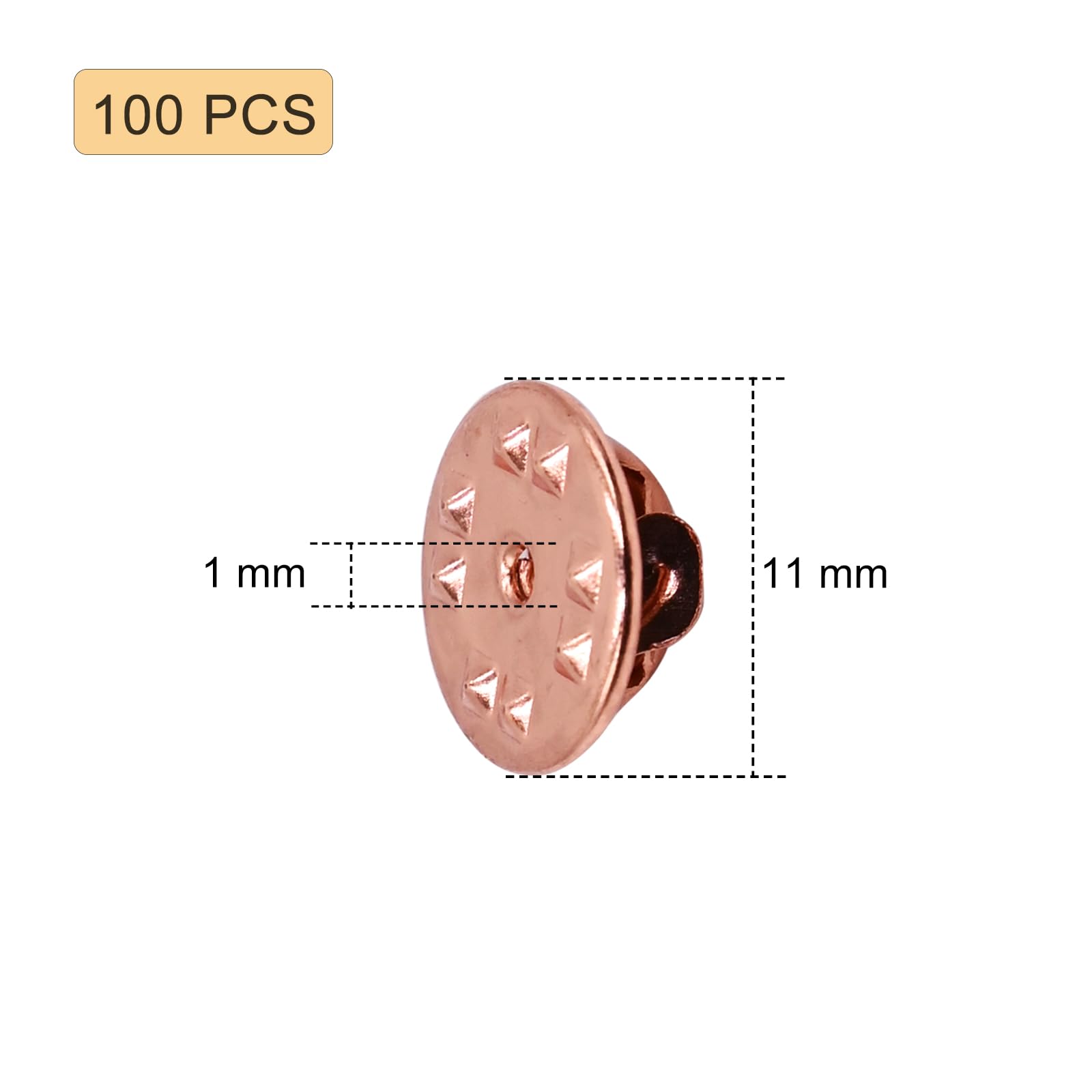 LICQIC Butterfly Clutch Tie Pins, Metal Pin Backs Replacement with 8 mm Length Blank Pins for Craft Making 100 Rose Gold - Image 2