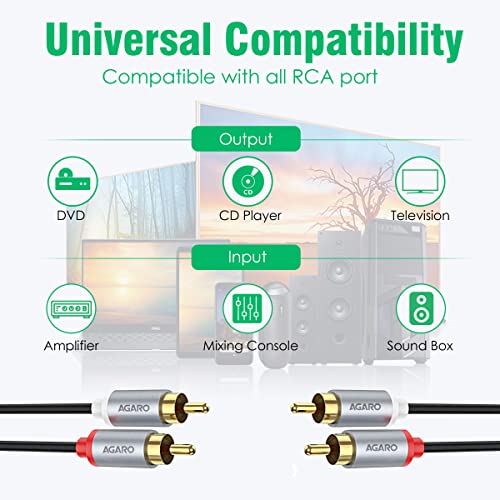 AGARO RCA to RCA PVC Audio Cable, Connects Audio Systems Such As DVD Players, CD Players, TV Set Top Boxes & Home Entertainment Equipments, 2 Meters, grey 5 51c010+V0KL