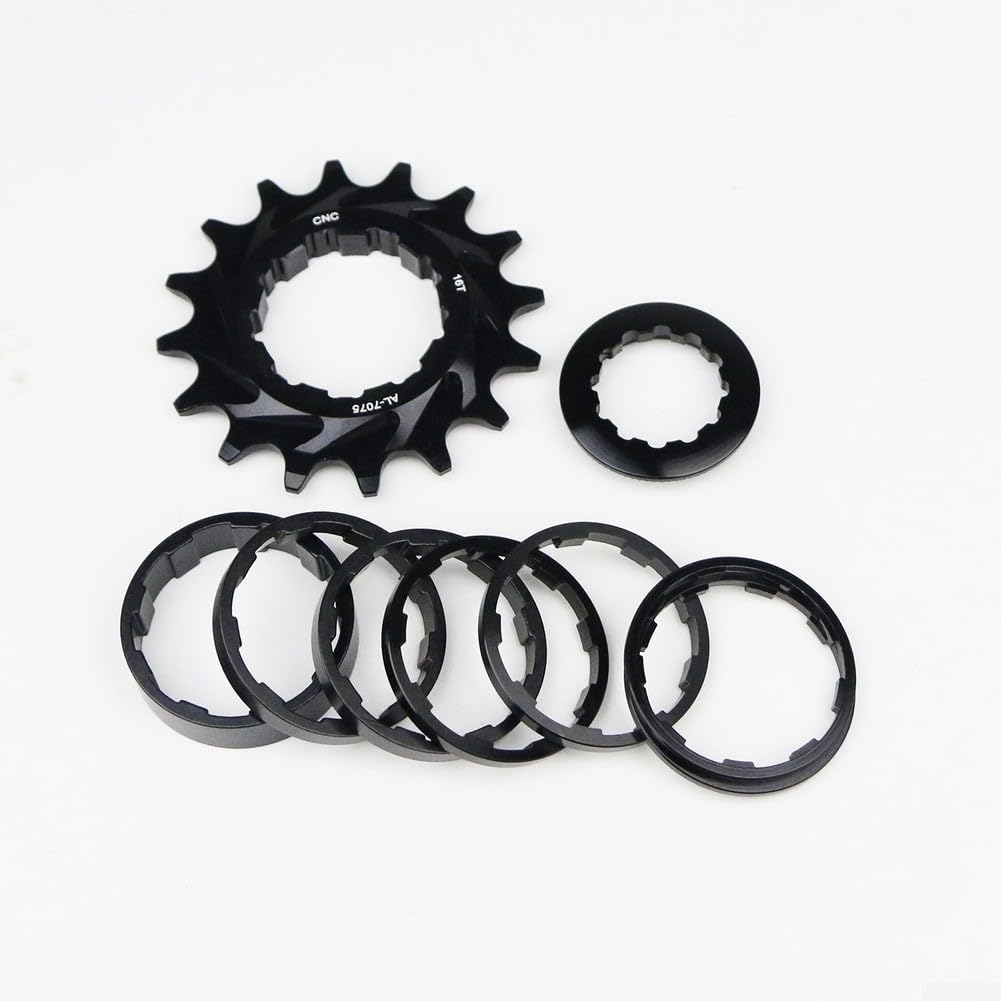 Freewheel 16T, Single Speed Conversion Kit, Designed For HG Hub Single Speed Conversion With 7075 Aluminum Alloy Material(Black)
