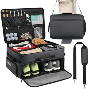 Extra Large Golf Trunk Organizer, Golf Gifts for Men Golfers, 20″x 14″x 10″ 2 Layer Golf Trunk Organizer for Car, Water-resistant with Ventilated Compartment for 2 Pair Shoes and More Golf Accessories