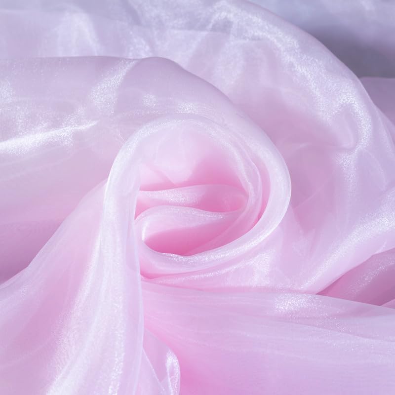 Fynite Baby Pink Organza Fabric by The Yard | 20 Yard Long | 44" Wide | Bridal Soft Sheer Organza Tulle for DIY Wedding Dress Fashion Craft Decorations