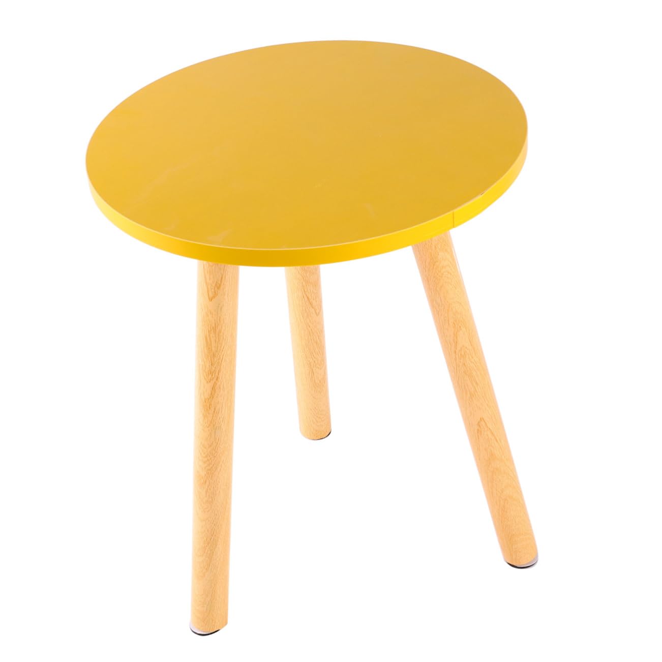 Table basse ronde nordique 50 cm en bois massif jaune pour le salon