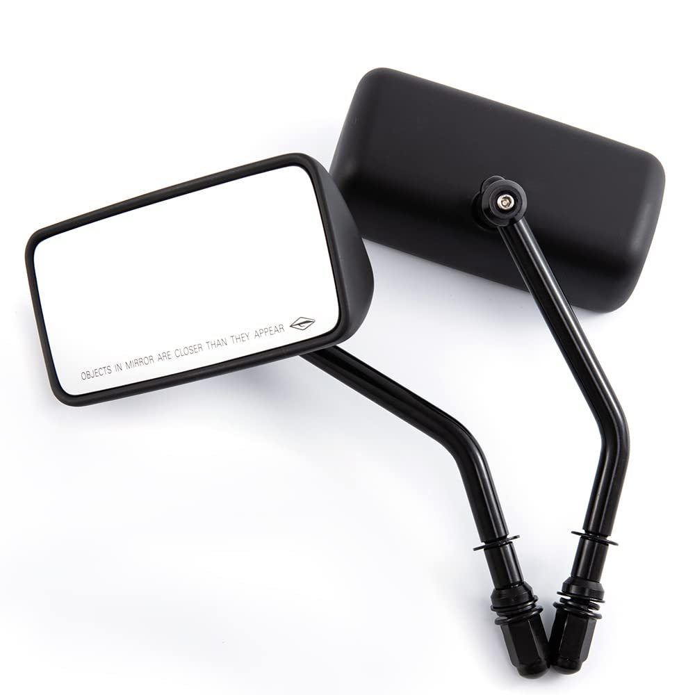 Specchietto retrovisore moto 8mm 10mm Specchietti laterali manubrio in lega di alluminio vintage nero universale per ATV Street Bike Cruiser Chopper rettangolo (Nero)