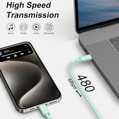 Image of iPhone 17 16 15 Charger Fast Charging 6FT - 20W USB C Charger Block with 6FT Type C to C Cable Compatible with iPhone 17 /17 Pro /17 Pro Max /Air /16 /16e /15, iPad Pro, iPad Air (Green)