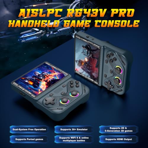 Image of RG43V Pro Retro Handheld Game Console, 4.3 Inch IPS Screen, Portable Open Source Dual System with RK3562 CPU,with 64GB TF Card, Support WiFi Networked Fighting, HDMI TV Output(Glazed 64GB)
