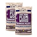 Knotty Wood Barbecue Plum Wood Cooking Pellets BBQ Smoker 100% Pure Natural Ingredients No Fillers Oils or Additives Sweet Smoke All Meats Two 20# Bags, 40 lbs Total