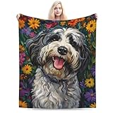 Qycazzw Cute Havanese Blanket Gifts for Women Girls Kids Dog Lovers, Puppy Flannel Blankets, Warm Cozy Soft Throw for Bedroom, Camping, Couch, Decor 50x60 in
