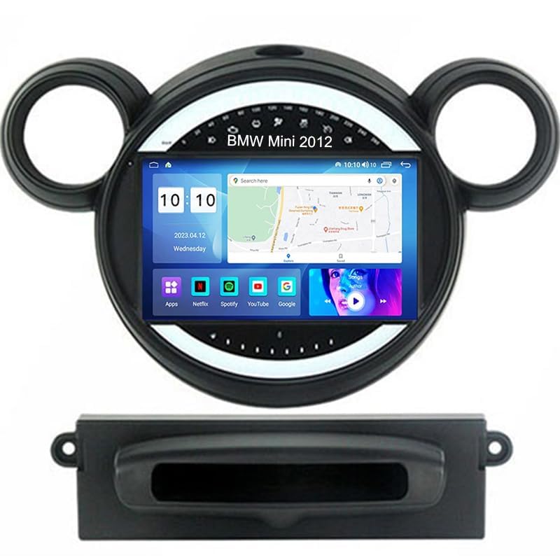 Autos Sistema De Navegación para Mini 2012 9 Inch,Pantalla Grande Android con Control Central GPS Y Radio Bluetooth Integrada,8 Core 4G+WiFi 8G+128G