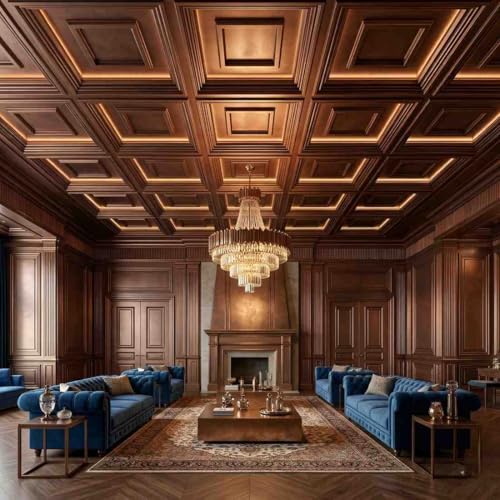 Image of Kayra Decor PVC Ceiling Panel 60x60 cm |Square Panel|Red Copper|50 Tiles Cover 200 Sq Ft| Modern False Ceiling|Royal & Elegant Finish