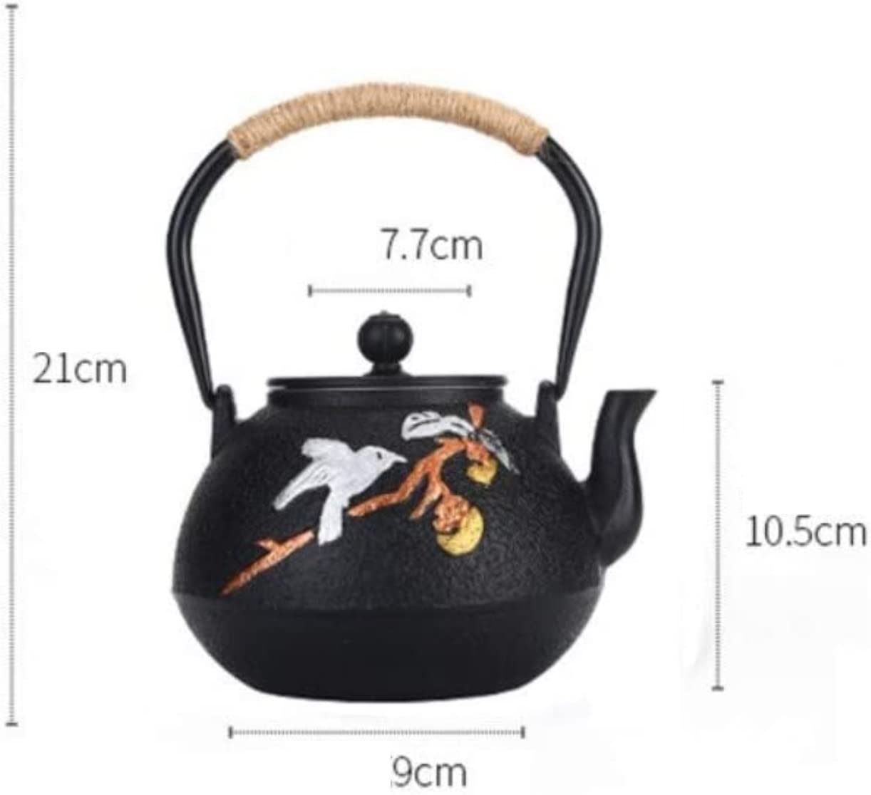 Ceramiczny czajniczek, 40oz/1.2L czajnik żeliwny w stylu japońskim, niepowlekany, ręcznie malowany, żeliwny czajnik do gotowania wody, żeliwny czajnik do herbaty