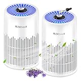 2 Pack ZXBEER Air Purifiers for Home Bedroom H13 True HEPA Air Filter, 20dB Small Air Purifier with 360° Air Inlet, Remote Control Nightlight Timer, Portable Air Purifier for Home, Living Room (White)