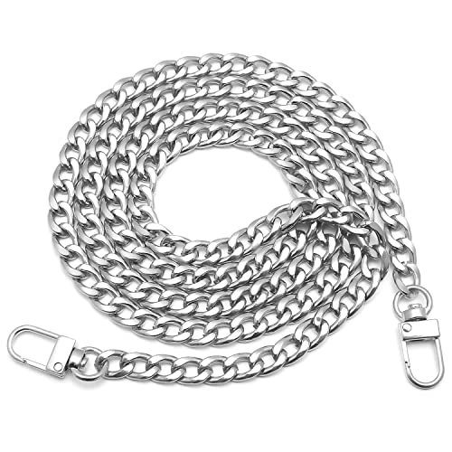 Image of 47.2 inch DIY Iron Flat Chain Belt, Handbag Replacement Belt, Shoulder Belt, Wallet Chain Belt, Metal Buckle (Silver 1 PCS)