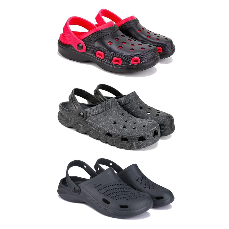 Lightweight Classic Clogs || Sandals with Slider Adjustable Back Strap for Men-Combo(3)-3017-3056-3146-7 Black-7006 (B0D9QRLVLJ) Amazon Price History, Amazon Price Tracker