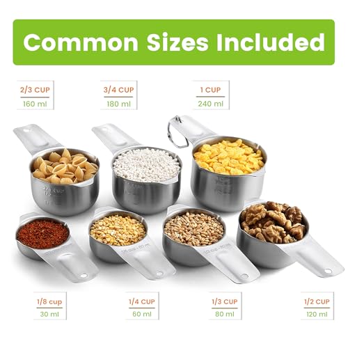 Image of Spring Chef Stainless Steel Measuring Cups Set of 7 with Pour Spout