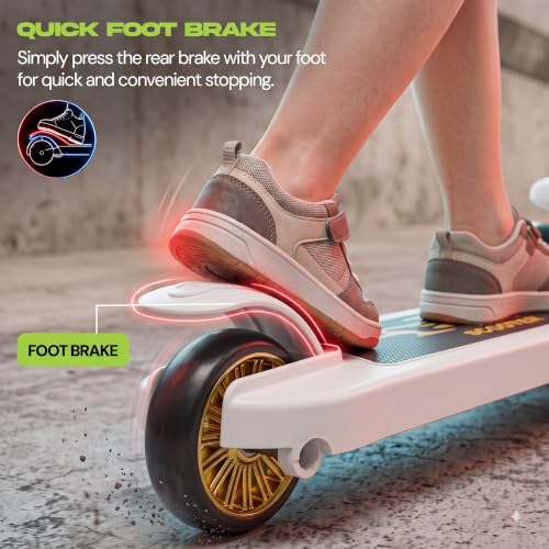 Image of Baybee Twirlo Baby Kick Scooters for Kids with 3 Height Adjustment | Foldable Skating Scooter with Foot Brake | Kids Scooter with RGB Lights & Music | Runner Scooters for Kid 2-10 Years (White)