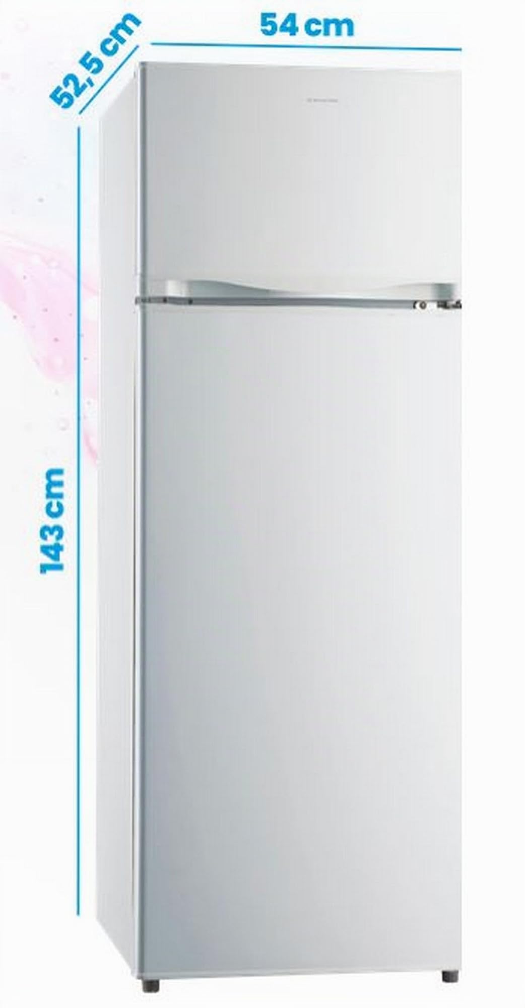 MILECTRIC Frigorifico Dos Puertas RFD-216D14BEA, 143 cm, 204 Litros, E, Ciclico, Puerta Reversible, Blanco