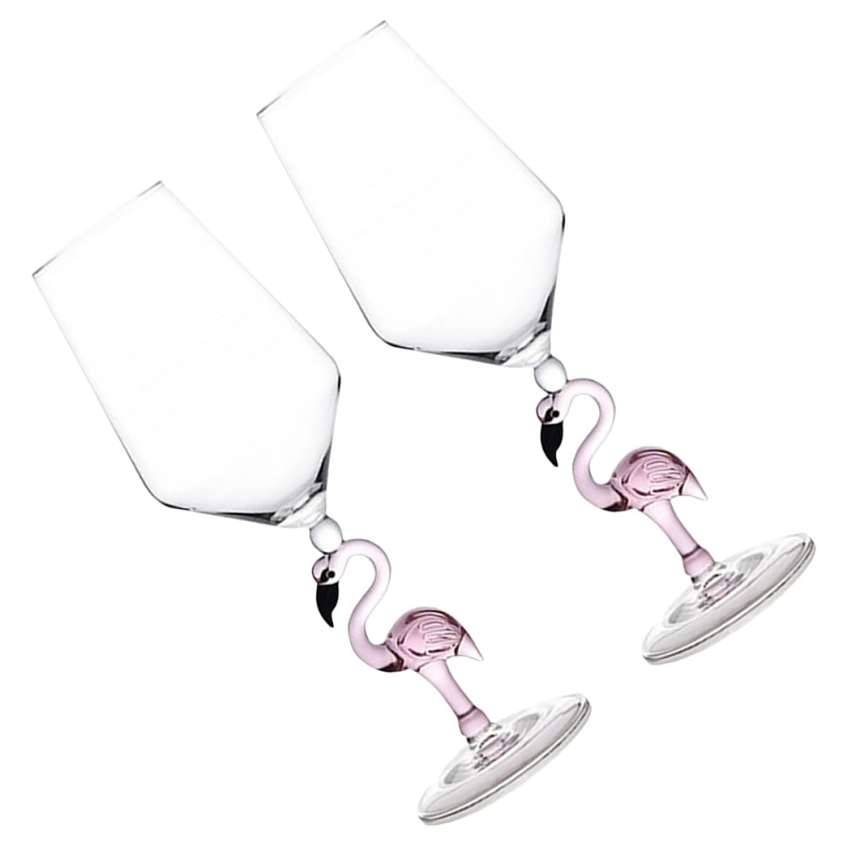 TOYANDONA Verres à Vin en Verre Rose Lot de 2 Design Flamant Capacité 330 Ml, Résistants à L'usure pour Fêtes et Ktv