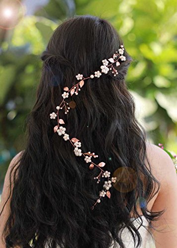 Missgrace Bridal Fashion Rose Gold Crystal Hair Vine Wedding Vintage Headpiece Women Leaf Headband Hair Accessory #TOP29