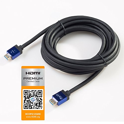 SlimHDMI 4.5m Premium Certified HDMI Cable with Secure Lock Connector (4K Ultra HD, Gold Plated, 1080p, 3D, High Speed, ARC)