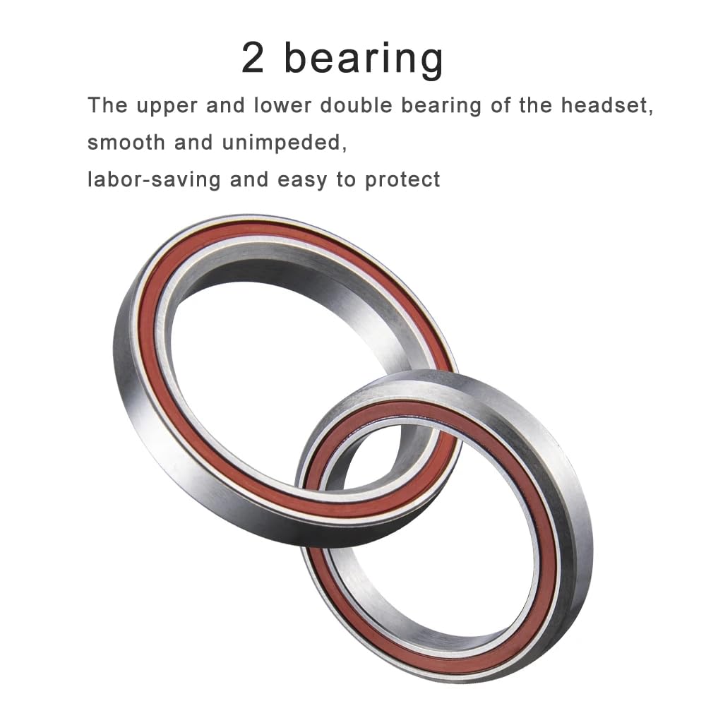 SteuersäTze MTB Road Fahrrad BMX Headset 34 MM CNC 28,6mm Gerade Rohr Fahrrad Gabel Fahrrad Vorbau Interne Lenkung 2 Lager Versiegelt Top Cap Abdeckung Ahead Kappe(Noir)