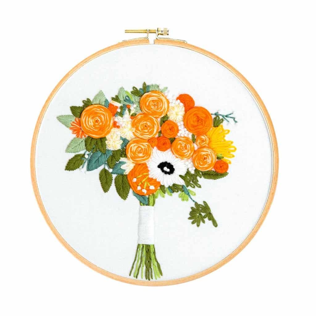 Patrones de Ramo de Flores Kit de Bordado DIY Artesanía Conjunto de Punto de Cruz Paquete de Materiales sin aro de Bordado Suministros de Costura (Color : I)