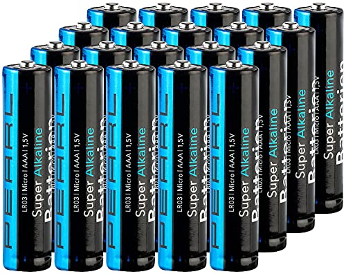 PEARL AAA 1 5V Batterien: 20er-Set Super-Alkaline-Batterien Typ AAA/Micro,...
