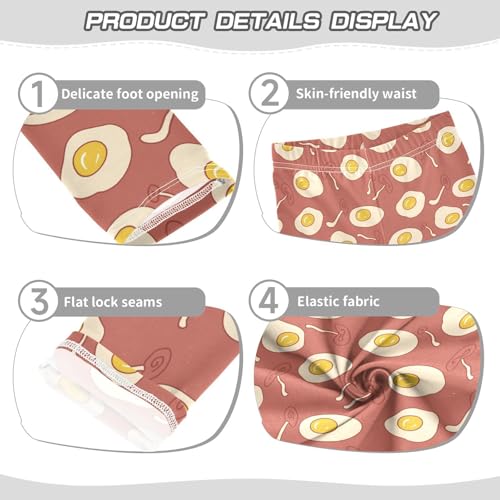 Combo Fried Egg Girls Leggings,Workout Leggings for Girls Toddler Athletic Leggings Size for 3-10T3