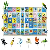 Allenjoy Loteria Mexican Bingo Party Decorations Set - 13 Piece Kit with 59'x35' Backdrop, 12 Photo Booth Props, Decor Supplies, Favors for Girls Women Daughter Wife Teens