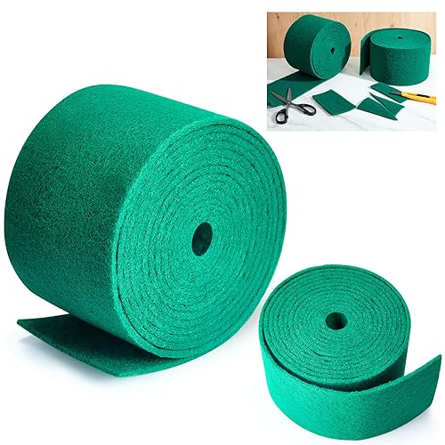 Tioncy 2 Pcs 40 ft Green Scrubbing Pads Roll Heavy Duty Scouring Pads Non Scratch Household Scrub Pads Anti Grease Scrubbing Pads for Dish Metal Grills, 20 ft x 6 in x 0.3 in