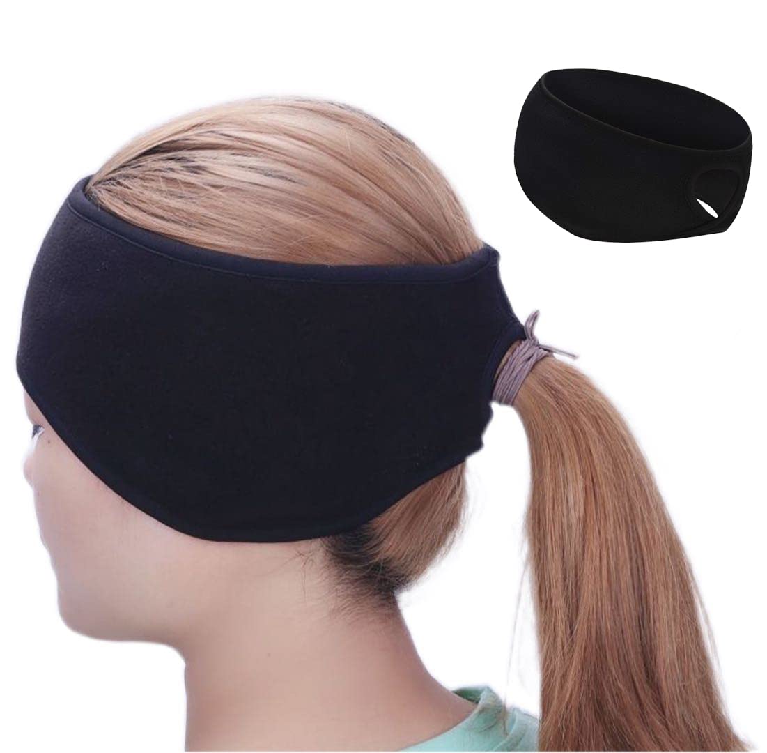 HOKIAMCN1PCS Fleece Ponytail Headband, Lightweight Winter Headband Ear Muff  Polar Sport Band for Women Running Yoga Skiing Outside Sport