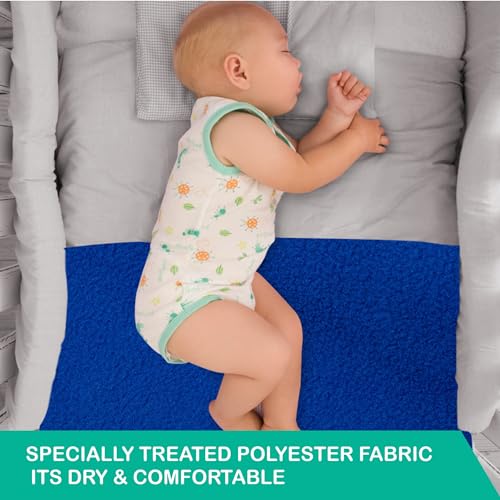Image of Bumpers Waterproof Quick Dry Sheet for Baby| Bed Pad Extra Absorbent Washable Matress Protector| Baby Bed Protector Sheet for Toddler Children (Royal Blue, Medium (100x70 cm))