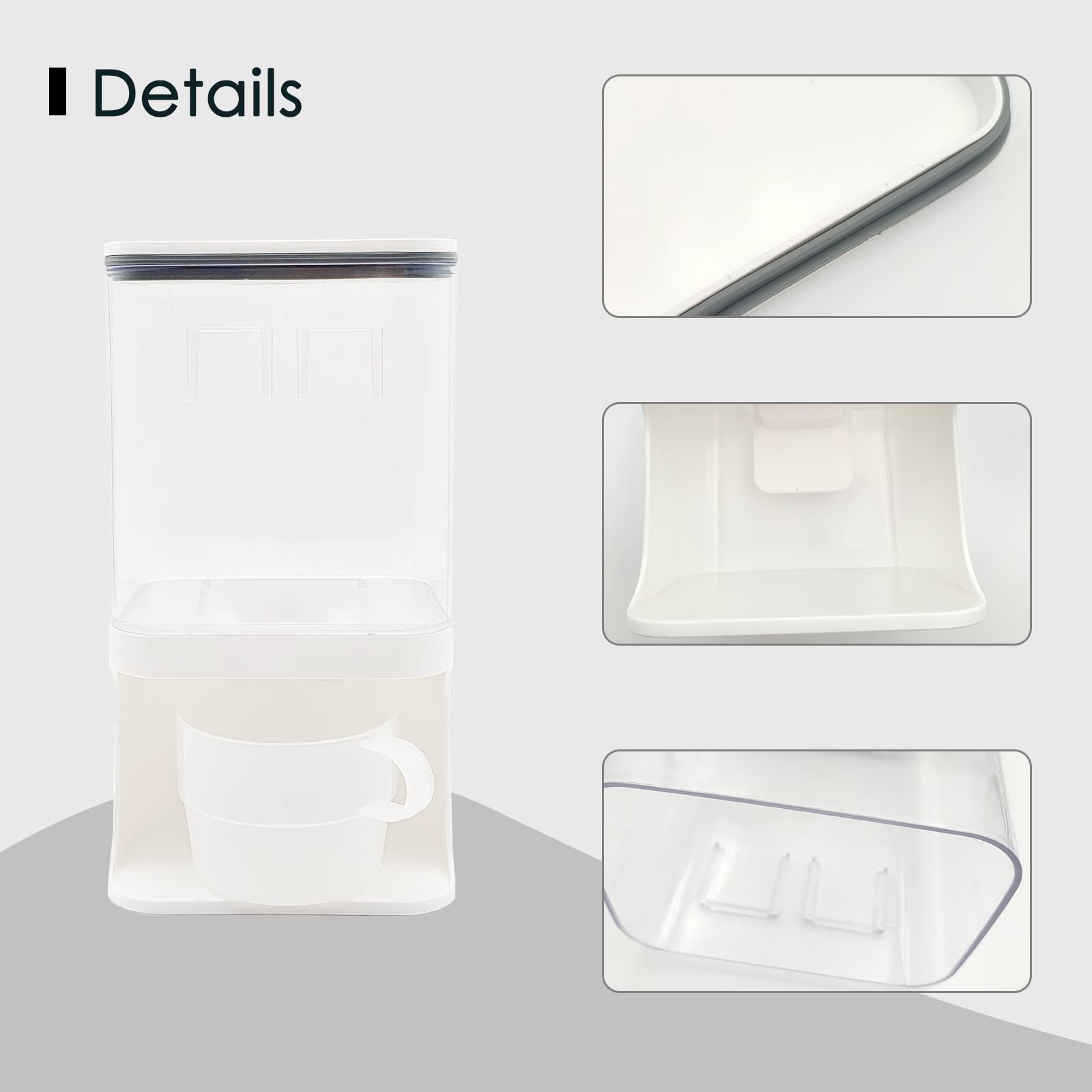 Dispensador de detergente para cuarto de lavado, dispensador de detergente para ropa de pared con soporte para tazas de espiga, adecuado para perlas de jabón, potenciadores de aroma de arroz