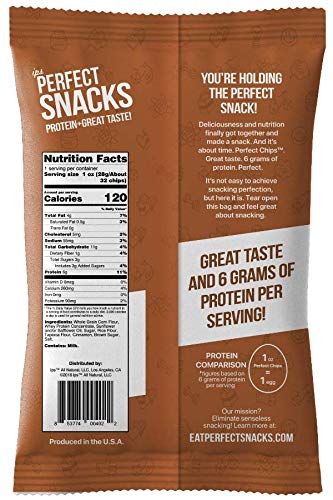 Protein Chips Healthy Snacks – Full Flavored Spicy Cinnamon and BBQ Savory Healthy Sweet Snack Pack, 6g High-Protein per Pack – Gluten-Free non-GMO, Half Fat of Potato Crisps – 8 x 1 Ounce Packs, USA