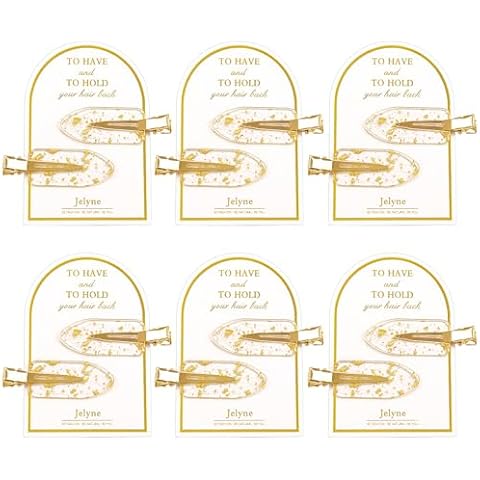 Jelyne No Bend Hair Clips, 12Pcs/6cards Resin & Stainless Steel No Crease Hair Clips, Gold Glitter Bridesmaid Proposal Gift Hair Clip for Makeup Styling Hair accessories Hair Setting Clips for Bangs Cover