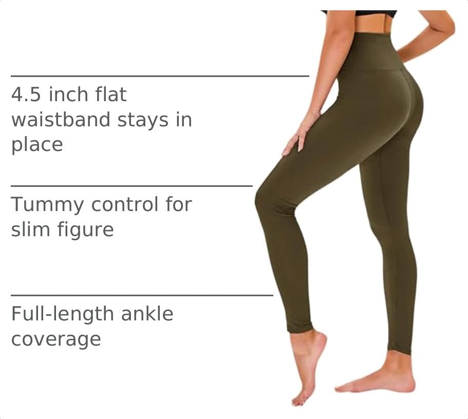 Image of TNNZEET High Waisted Leggings for Women - No See Through Tummy Control Cycling Workout Yoga Pants with Pockets Reg & Plus