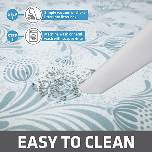Image of Drymate Cat Litter Box Mat, Litter Trapping Mat, Waterproof, Urine-Proof, Absorbent, Machine Washable, Soft on Paws, Contains Mess, Protects Floors, Kitten Supplies, Light Blue, 29x36 XL