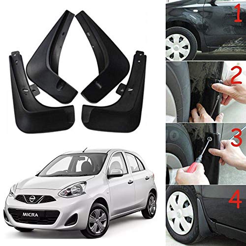 Image of Oshotto (O.E.M Fitting Cup Type) Mud Flap /Splash Guard Compatible with Nissan MICRA 2010,2011,2012,2013 (T-I) (Set of 4)
