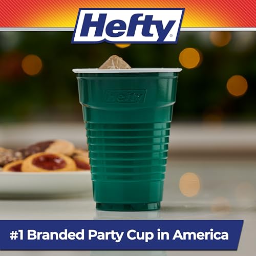 Image of Hefty Party On Disposable Plastic Party Cups, 80 Count, 16 Oz Cups in Assorted Colors for Gatherings, Parties, and More, Textured Sides for Easy Gripping, Strong and Durable