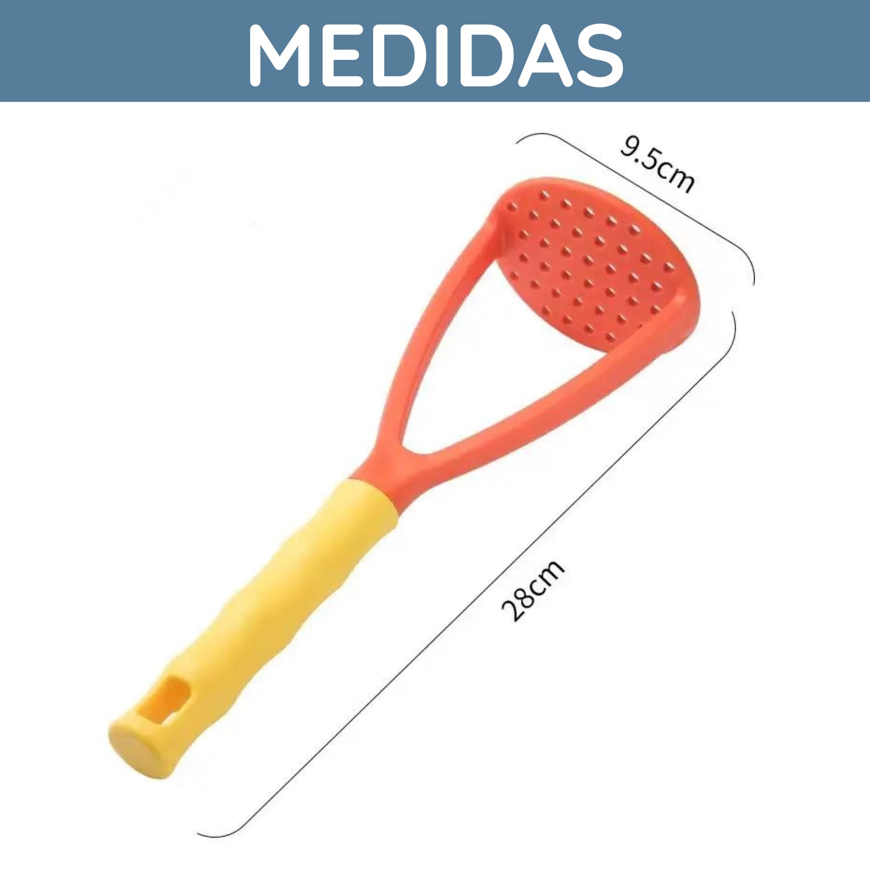 Triturador de patatas - Potato smasher - Accesorio de cocina - Pasapurés - Machacador - Prensa de polipropileno- Mango suave y agarre ergonómico - Resistente Aplastador para fruta y verduras (ROJO))